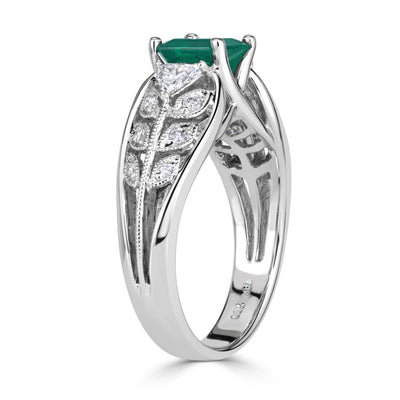 1.44ct Emerald Cut Green Emerald Engagement Ring