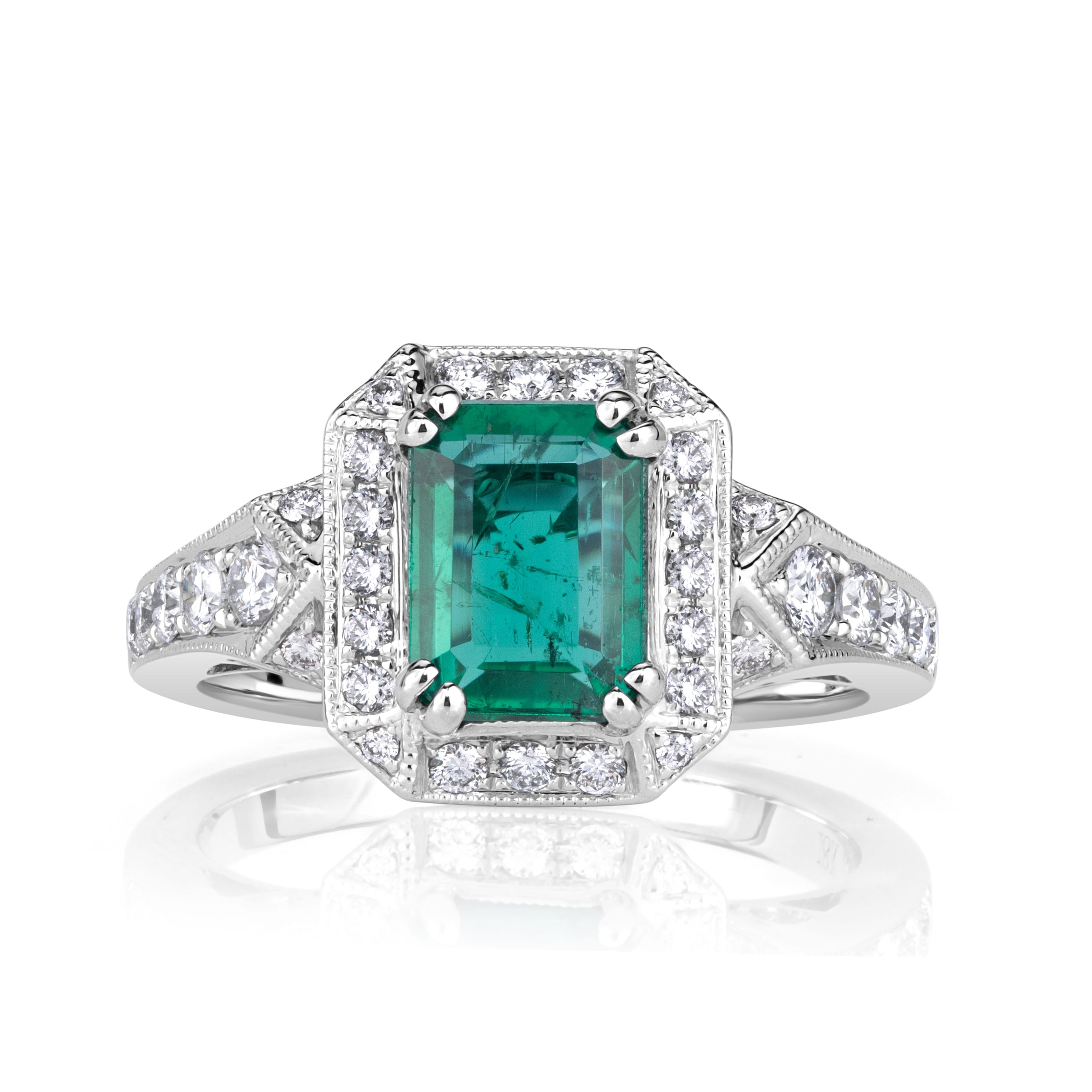 Emerald Cut Green Emerald Engagement Ring – Mark Broumand