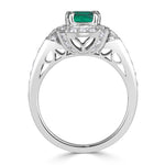2.10ct Emerald Cut Green Emerald Engagement Ring