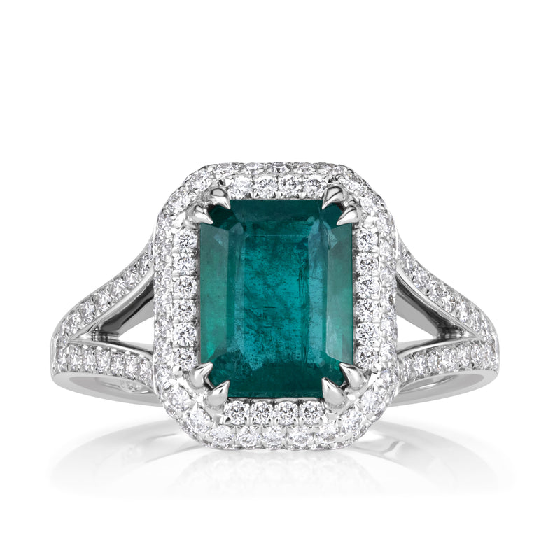 2.98ct Emerald Cut Green Emerald Engagement Ring Mark Broumand 2.98ct Emerald Cut Green Emerald Engagement Ring Mark Broumand