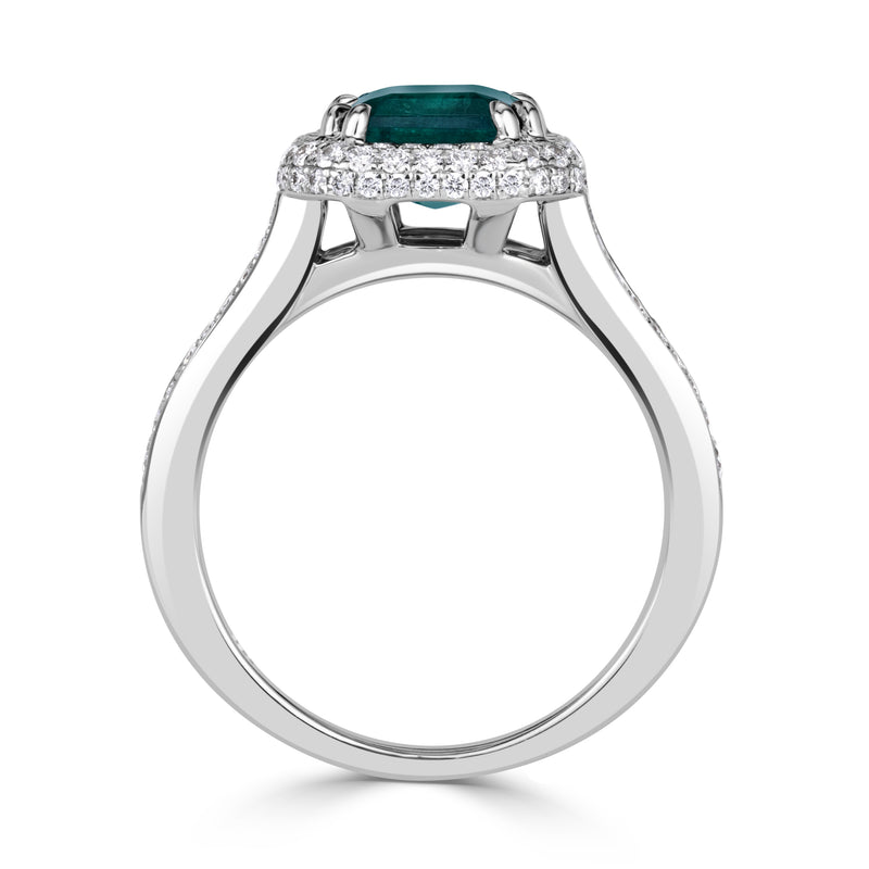 2.98ct Emerald Cut Green Emerald Engagement Ring