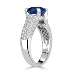 4.22ct Round Brilliant Cut Blue Sapphire Engagement Ring