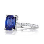 3.93ct Cushion Cut Blue Sapphire Engagement Ring