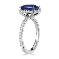 3.93ct Cushion Cut Blue Sapphire Engagement Ring