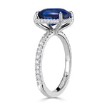3.93ct Cushion Cut Blue Sapphire Engagement Ring