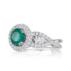 1.70ct Round Brilliant Cut Green Emerald Engagement Ring