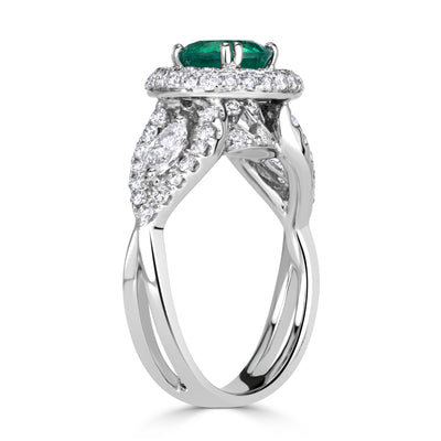 1.70ct Round Brilliant Cut Green Emerald Engagement Ring