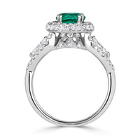 1.70ct Round Brilliant Cut Green Emerald Engagement Ring