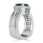 3.19ct Emerald Cut Green Emerald Engagement Ring