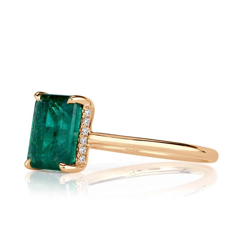 2.32ct Emerald Cut Green Emerald Engagement Ring