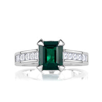 2.79ct Emerald Cut Green Emerald Engagement Ring