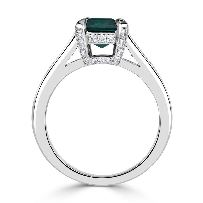 2.79ct Emerald Cut Green Emerald Engagement Ring