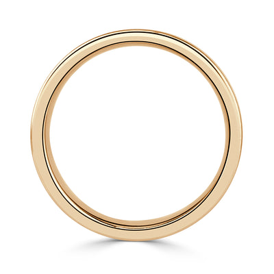 Men's Off-Centered Groove Half Satin Wedding Band in 18K Yellow Gold 6.0mm