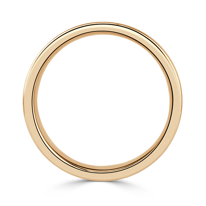 Men's Off-Centered Groove Half Satin Wedding Band in 18K Yellow Gold 6.0mm