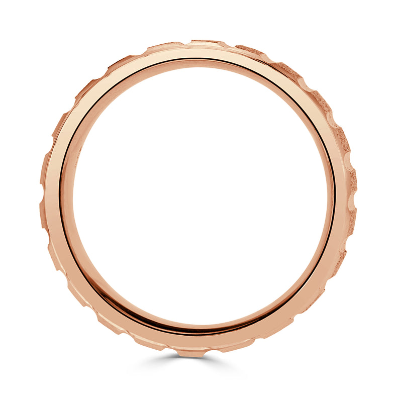 Men's Fluted Stone Finished Wedding Band in 14K Rose Gold 6.0mm