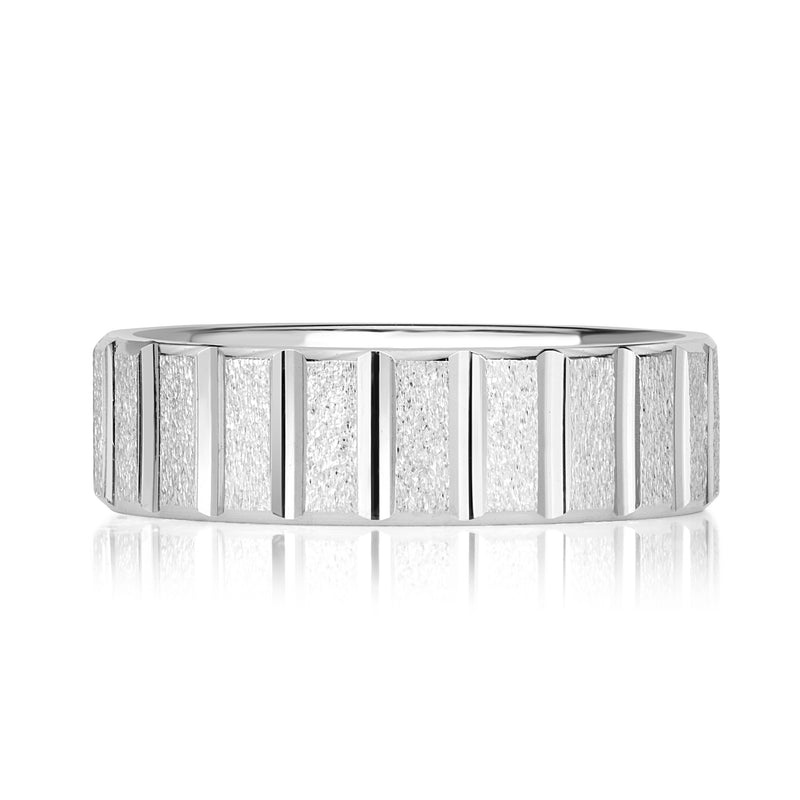 Men's Fluted Stone Finished Wedding Band in Platinum 6mm