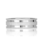 Men's Gooved Stone Finished Wedding Band in 14k White Gold 6.0mm