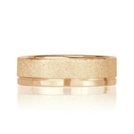 Men's Off-Centered Groove Stone Finished Wedding Band in 14k Yellow Gold 6mm