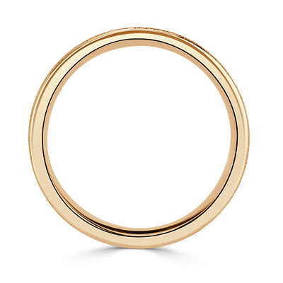Men's Off-Centered Groove Stone Finished Wedding Band in 14k Yellow Gold 6.0mm