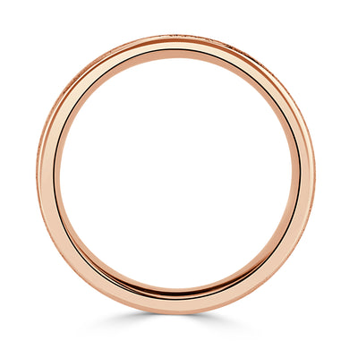 Men's Off-Centered Groove Stone Finished Wedding Band in 14k Rose Gold 6.0mm