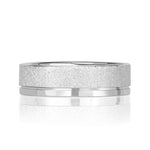 Men's Off-Centered Groove Stone Finished Wedding Band in 14k White Gold 6mm