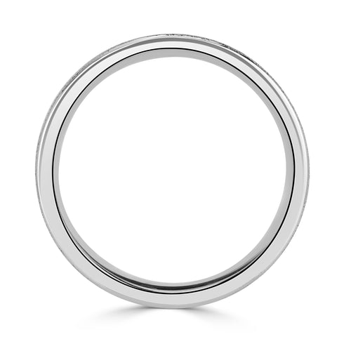Men's Off-Centered Groove Stone Finished Wedding Band in Platinum 6mm