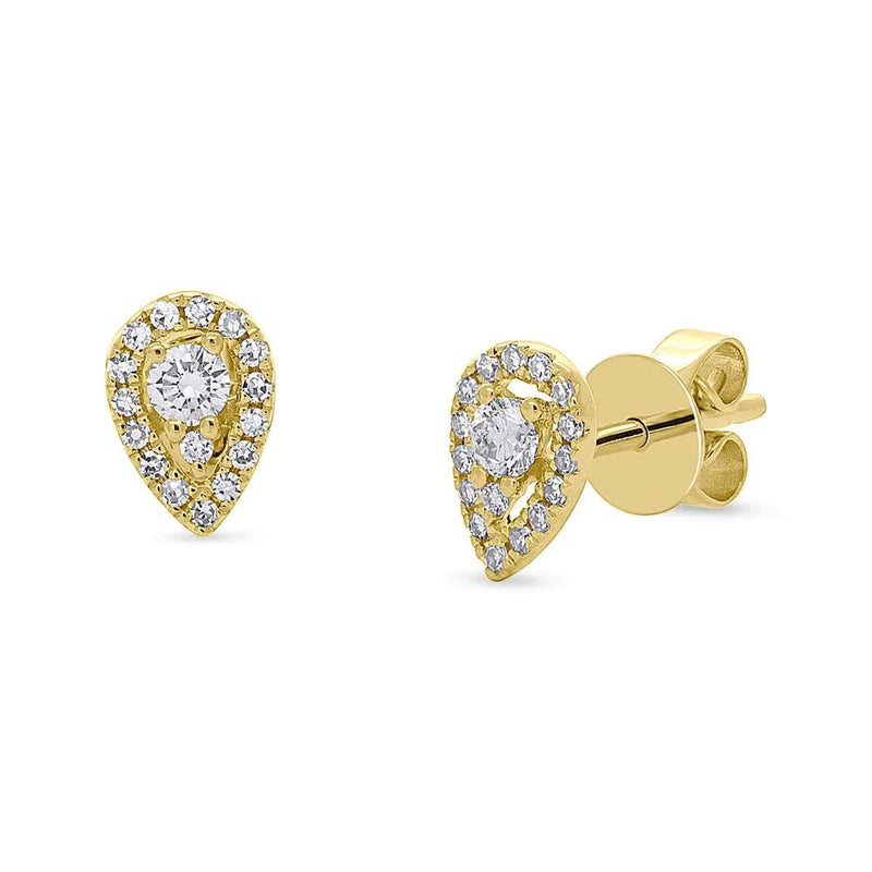 0.22ct Diamond Teardrop Stud Earrings in 14k Yellow Gold
