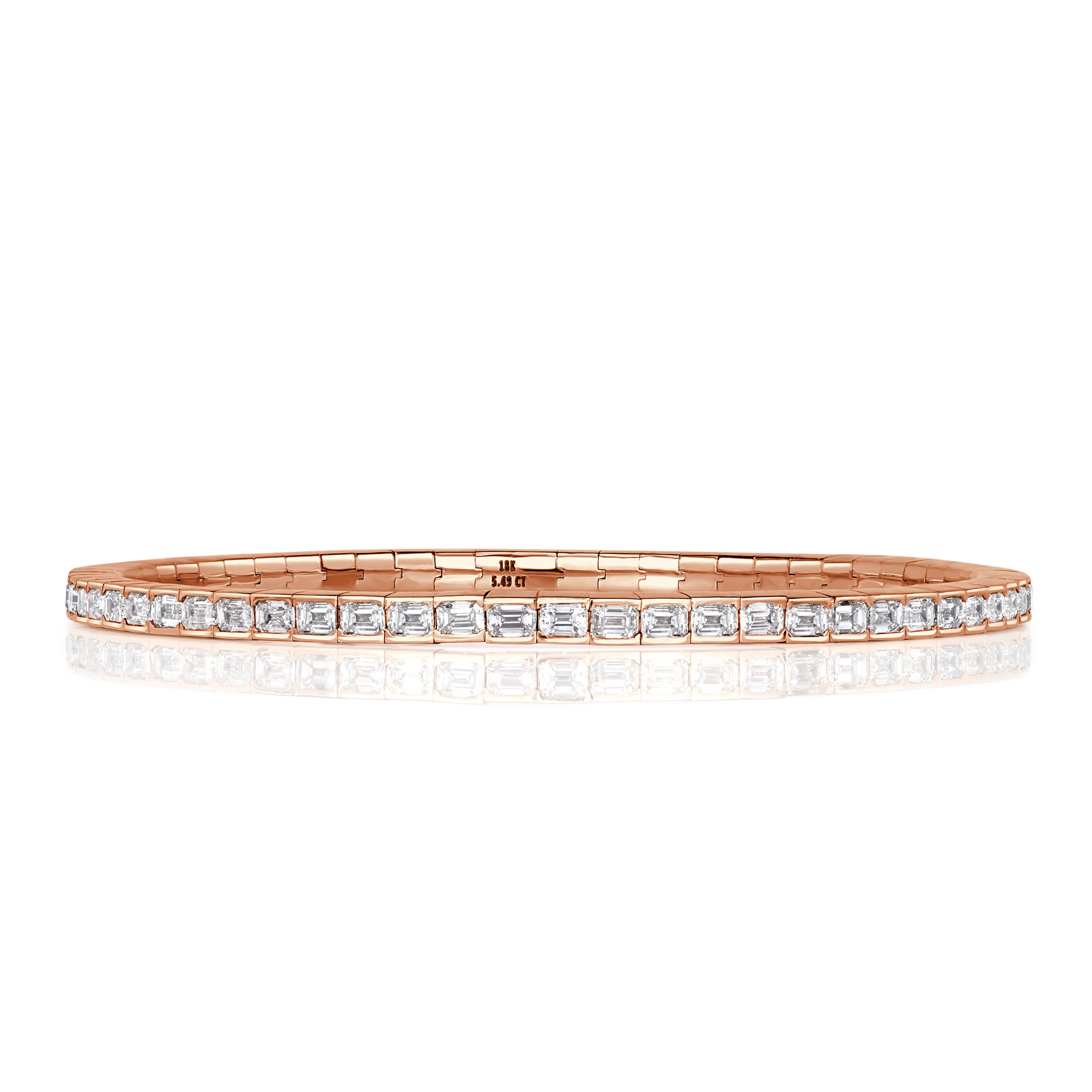 5.49ct Emerald Cut Diamond Stretch Tennis Bracelet in 18K Rose Gold
