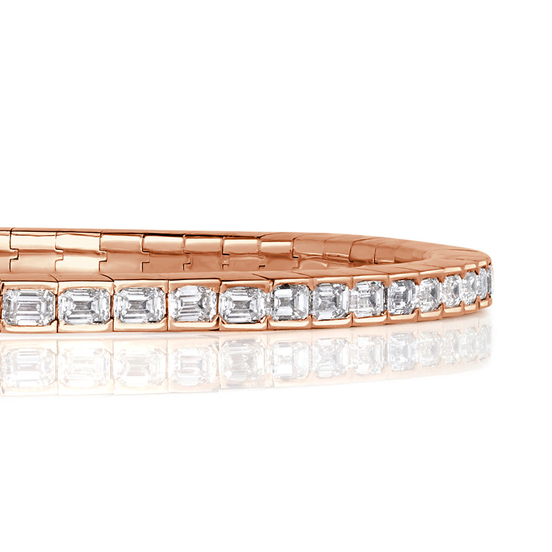 5.49ct Emerald Cut Diamond Stretch Tennis Bracelet in 18K Rose Gold