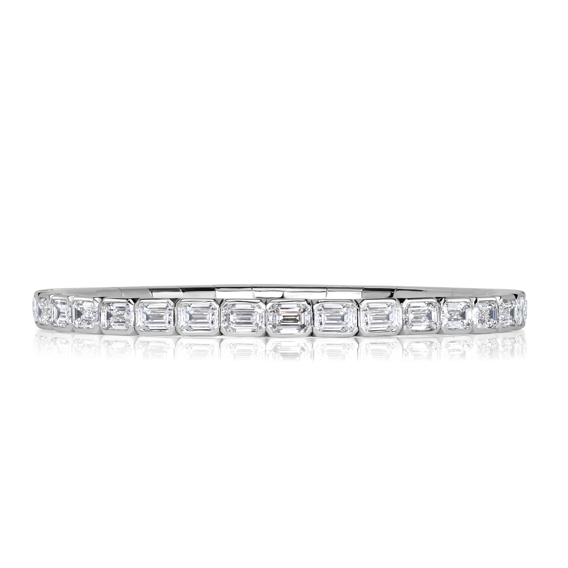 13.92ct Emerald Cut Diamond Stretch Tennis Bracelet in 18K White Gold
