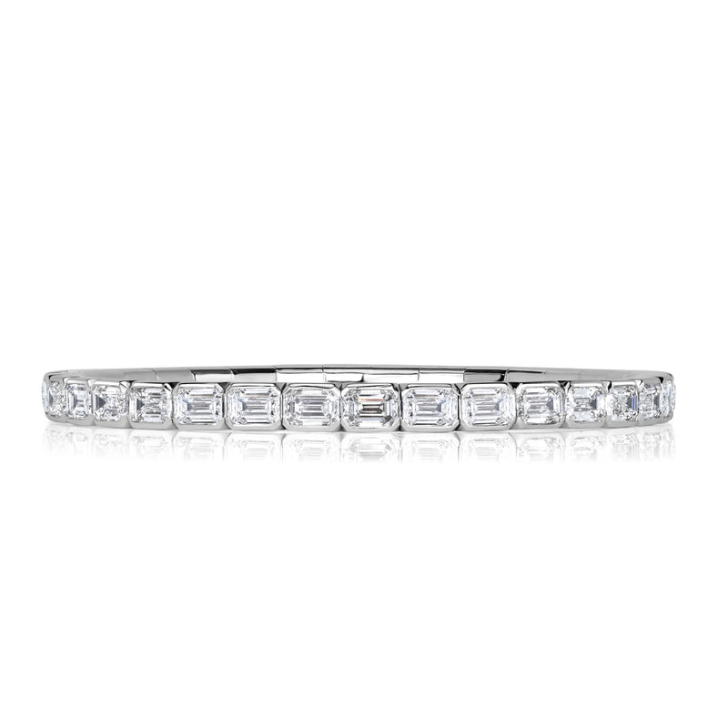 13.92ct Emerald Cut Diamond Stretch Tennis Bracelet in 18K White Gold