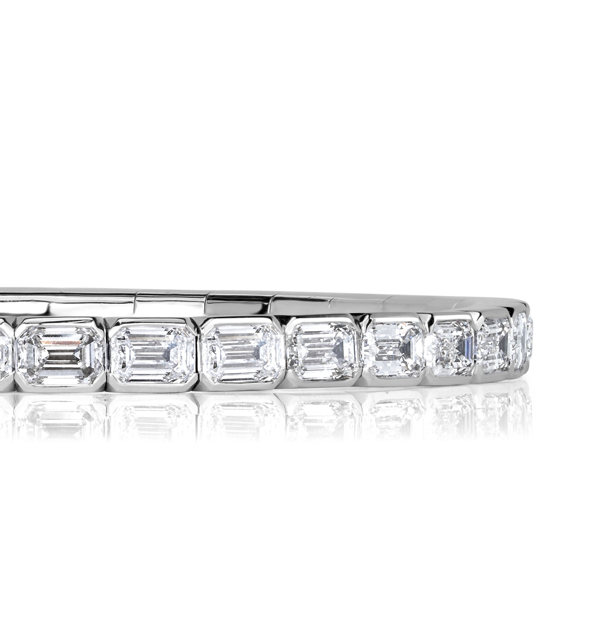 13.92ct Emerald Cut Diamond Stretch Tennis Bracelet in 18K White Gold