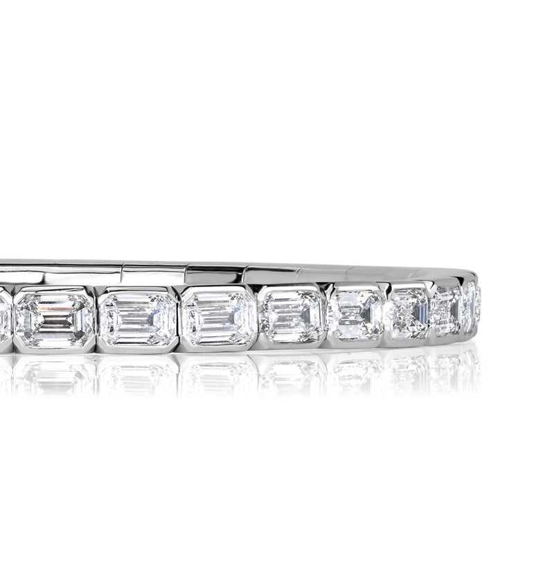 13.92ct Emerald Cut Diamond Stretch Tennis Bracelet in 18K White Gold