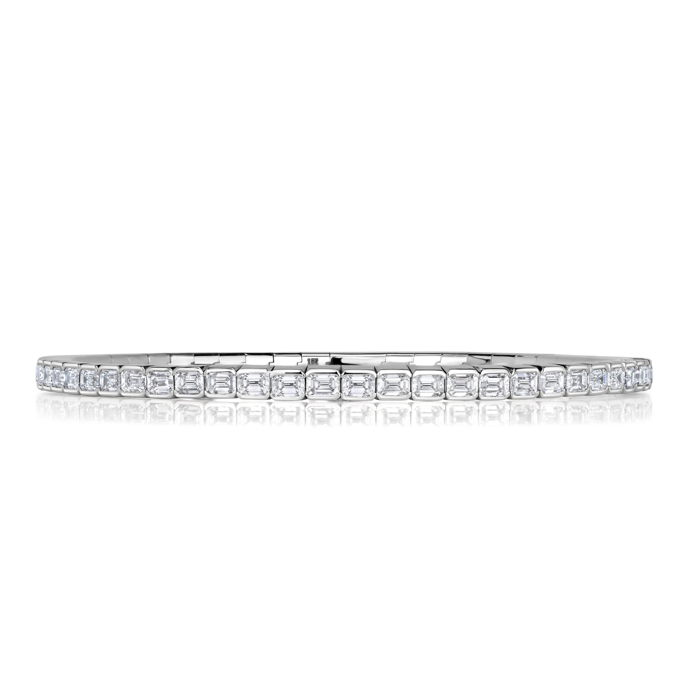 5.89ct Emerald Cut Diamond Stretch Tennis Bracelet in 18K White Gold