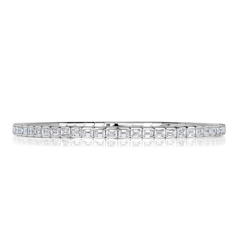 5.89ct Emerald Cut Diamond Stretch Tennis Bracelet in 18K White Gold