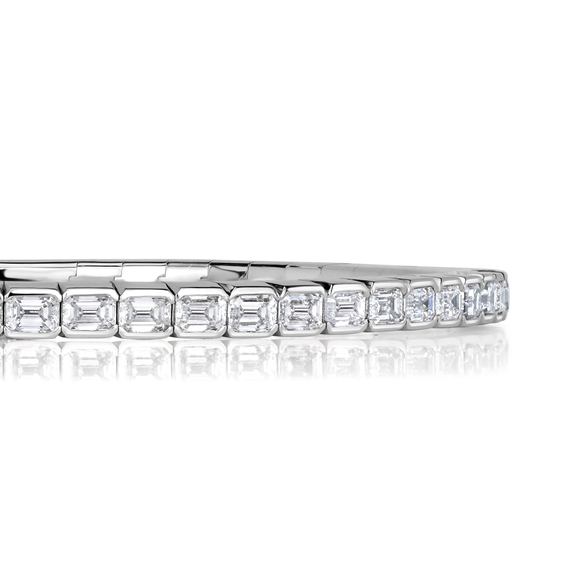 5.89ct Emerald Cut Diamond Stretch Tennis Bracelet in 18K White Gold