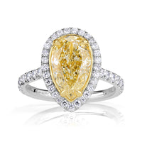 3.82ct Fancy Light Yellow Pear Shaped Diamond Engagement Ring