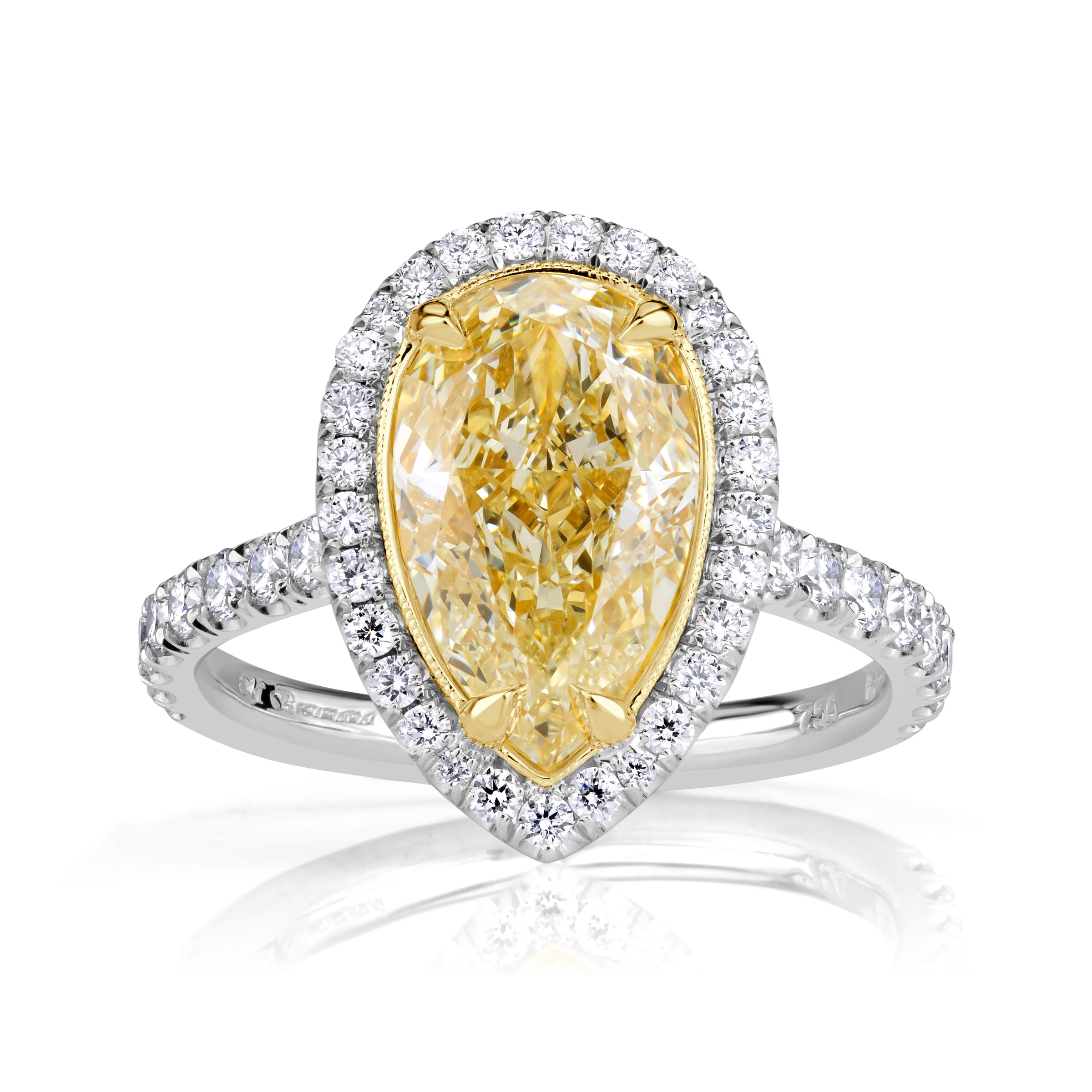 3.82ct Fancy Light Yellow Pear Shaped Diamond Engagement Ring