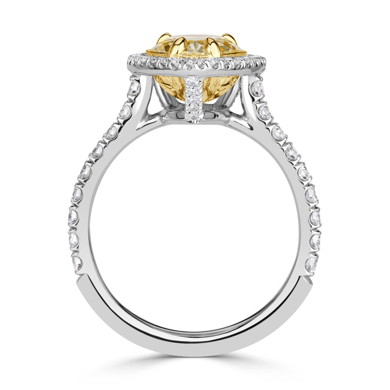 3.82ct Fancy Light Yellow Pear Shaped Diamond Engagement Ring