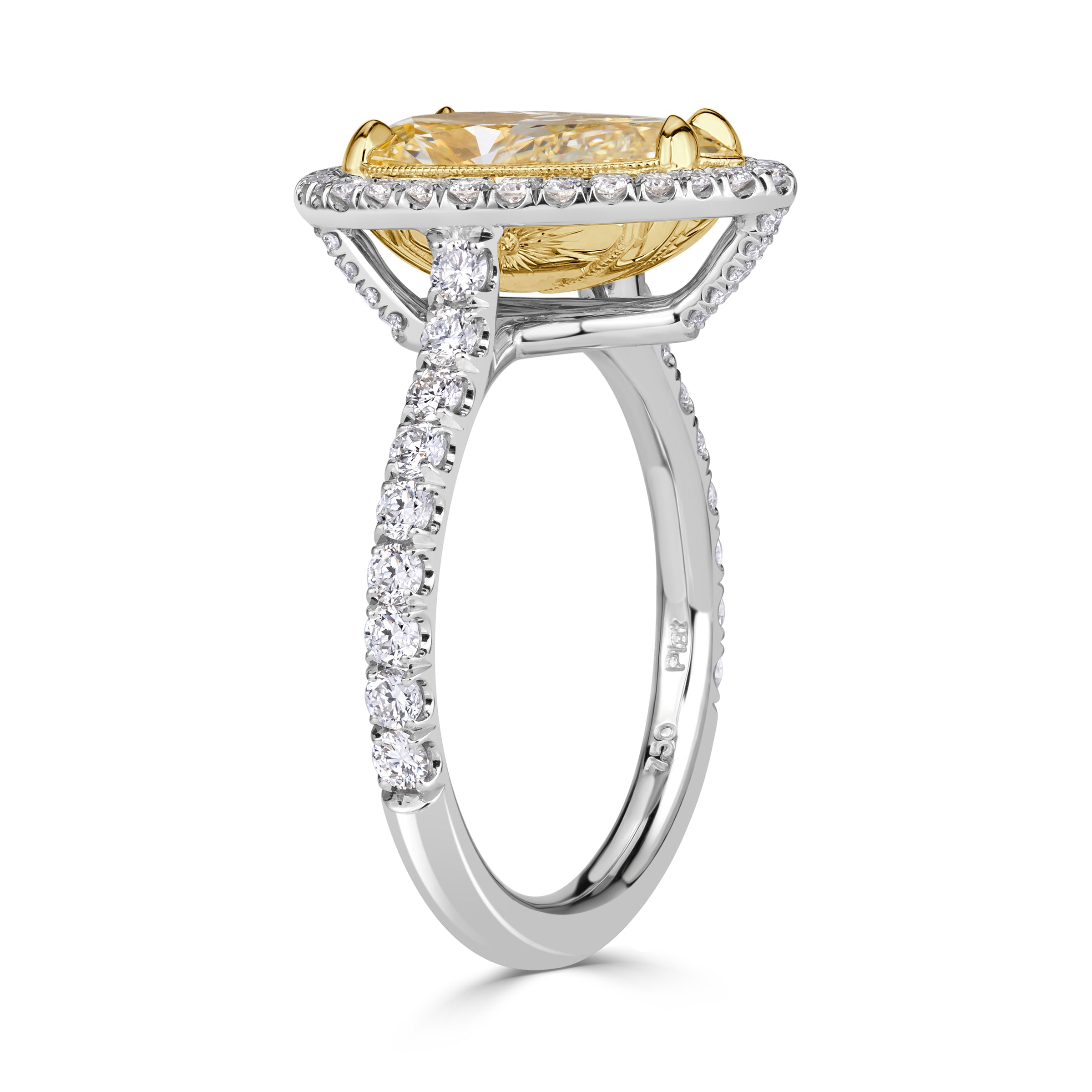 3.82ct Fancy Light Yellow Pear Shaped Diamond Engagement Ring