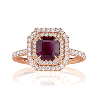 1.62ct Emerald Cut Ruby and Diamond Engagement Ring