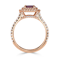 1.62ct Emerald Cut Ruby and Diamond Engagement Ring