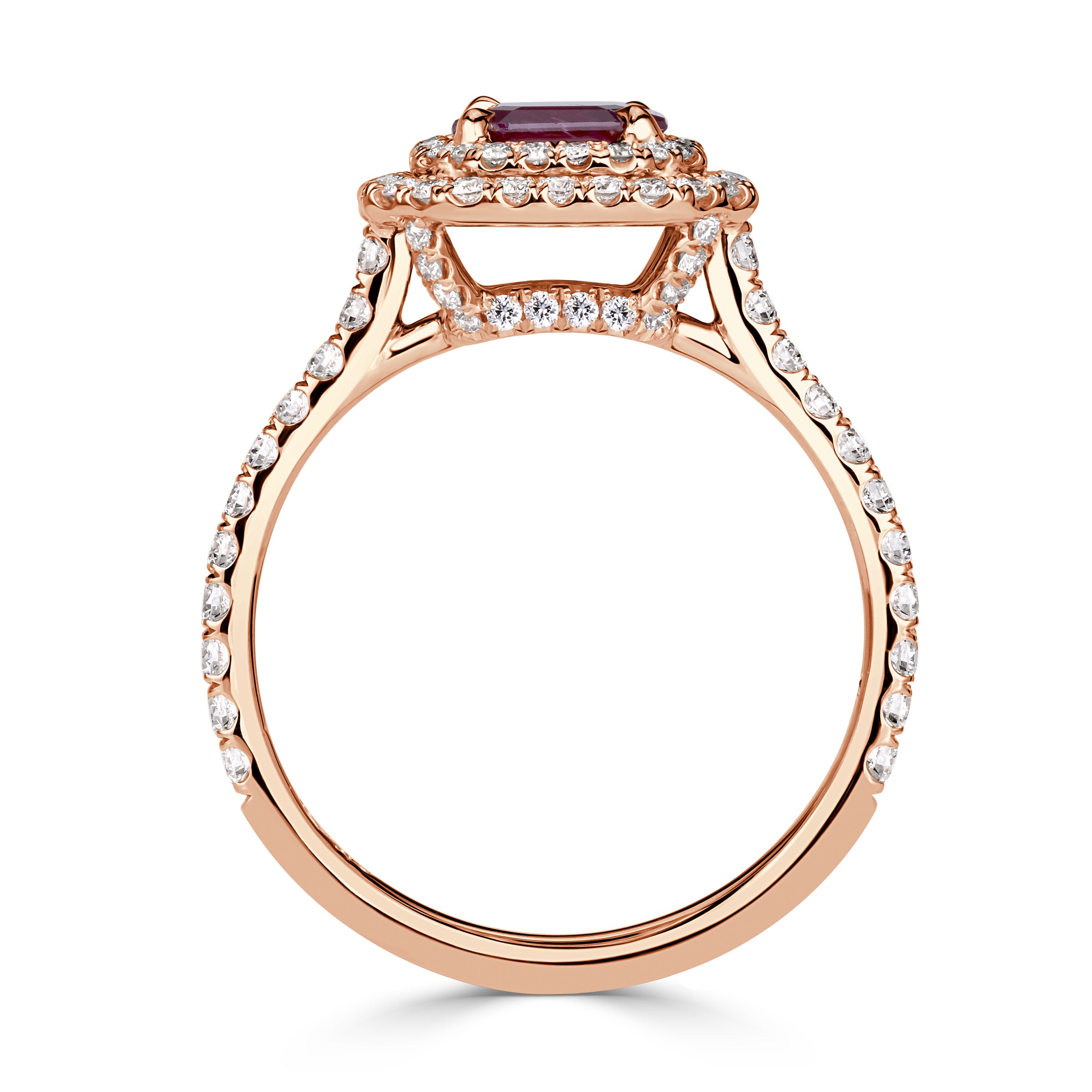 1.62ct Emerald Cut Ruby and Diamond Engagement Ring