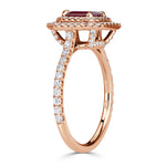 1.62ct Emerald Cut Ruby and Diamond Engagement Ring