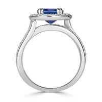 3.28ct Round Brilliant Cut Blue Sapphire Engagement Ring