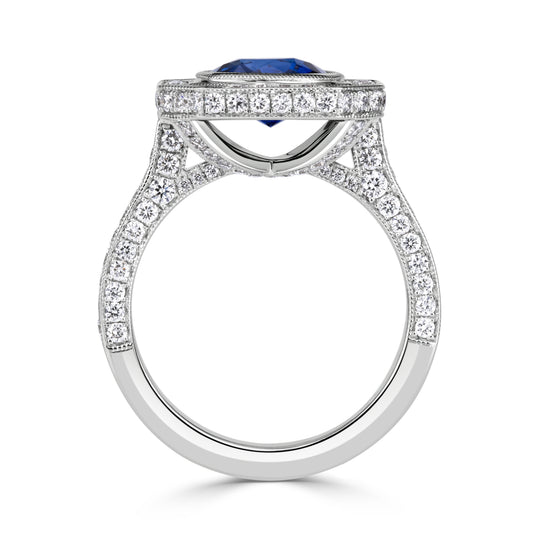 3.32ct Cushion Cut Blue Sapphire Engagement Ring – Mark Broumand