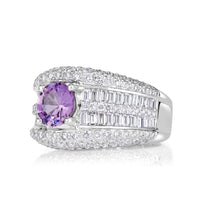 3.44ct Round Brilliant Cut Pink Sapphire Engagement Ring