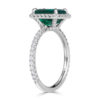 2.64ct Emerald Cut Green Emerald Engagement Ring