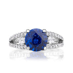 2.65ct Round Brilliant Cut Blue Sapphire Engagement Ring