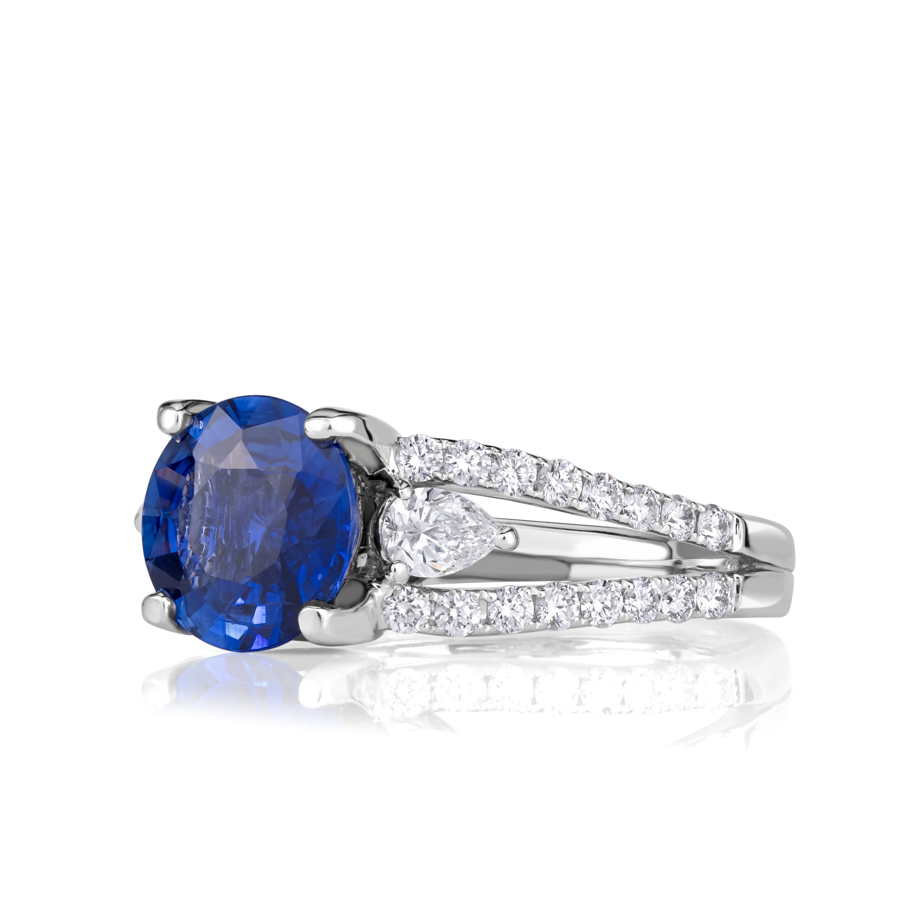 2.65ct Round Brilliant Cut Blue Sapphire Engagement Ring – Mark